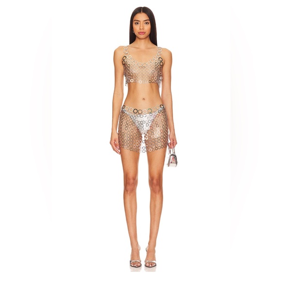 h:ours Sylvie Mini Skirt in Silver - Picture 5 of 8